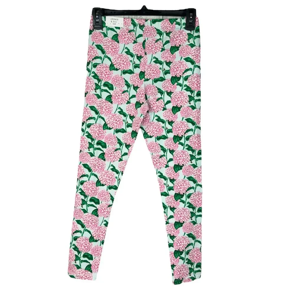 Crown & Ivy Lot of 3 Girls X-Large Pants Floral Stretch Elastic Waist Pull-On